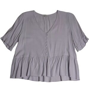 Madewell L0011 Peplum Button Front Lavender Purple Women XL
